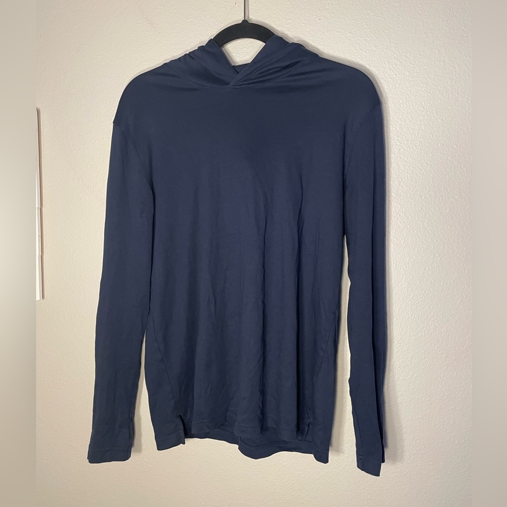 Men's Nordstrom Lightweight Hoodie/Shirt. Navy Blue, 100% Cotton, Size Small.